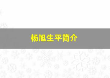 杨旭生平简介