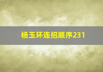 杨玉环连招顺序231