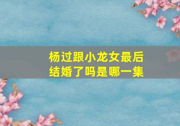 杨过跟小龙女最后结婚了吗是哪一集