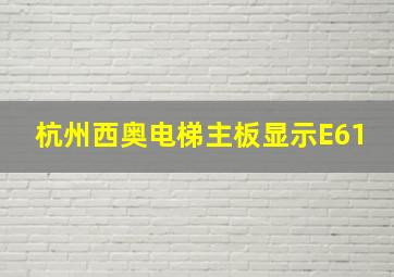 杭州西奥电梯主板显示E61