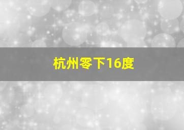 杭州零下16度