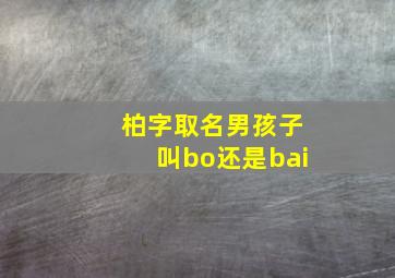 柏字取名男孩子叫bo还是bai