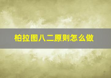 柏拉图八二原则怎么做