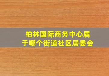 柏林国际商务中心属于哪个街道社区居委会