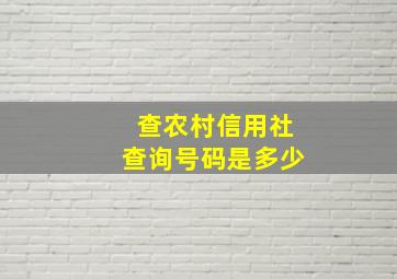 查农村信用社查询号码是多少