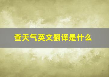 查天气英文翻译是什么