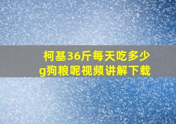 柯基36斤每天吃多少g狗粮呢视频讲解下载