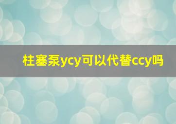 柱塞泵ycy可以代替ccy吗