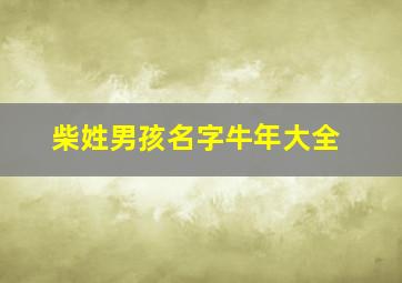 柴姓男孩名字牛年大全