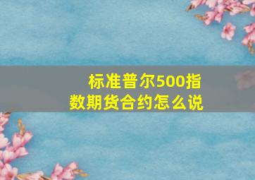 标准普尔500指数期货合约怎么说