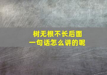 树无根不长后面一句话怎么讲的呢