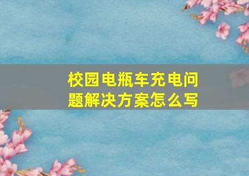 校园电瓶车充电问题解决方案怎么写