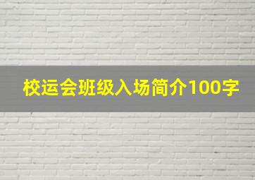 校运会班级入场简介100字