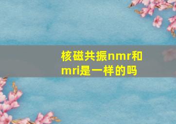 核磁共振nmr和mri是一样的吗