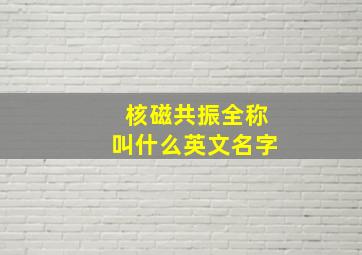 核磁共振全称叫什么英文名字