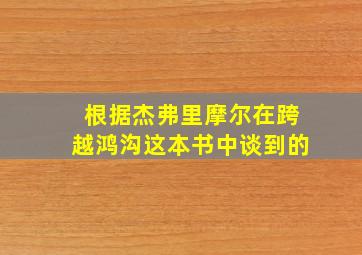 根据杰弗里摩尔在跨越鸿沟这本书中谈到的