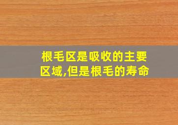 根毛区是吸收的主要区域,但是根毛的寿命