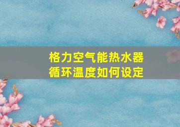 格力空气能热水器循环温度如何设定