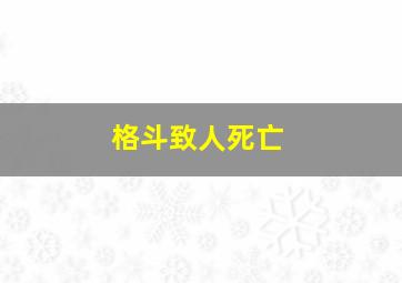 格斗致人死亡