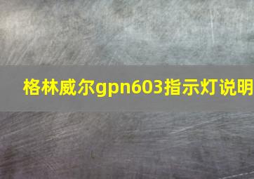 格林威尔gpn603指示灯说明