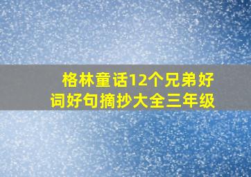 格林童话12个兄弟好词好句摘抄大全三年级