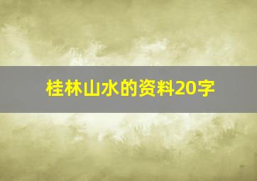 桂林山水的资料20字