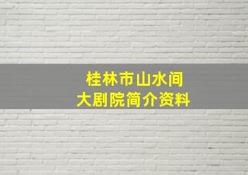 桂林市山水间大剧院简介资料