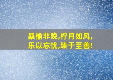 桑榆非晚,柠月如风,乐以忘忧,臻于至善!