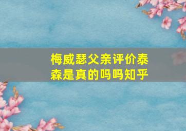 梅威瑟父亲评价泰森是真的吗吗知乎