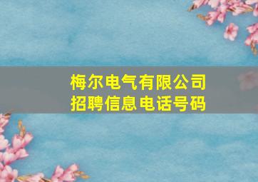 梅尔电气有限公司招聘信息电话号码