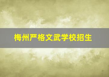 梅州严格文武学校招生