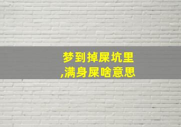 梦到掉屎坑里,满身屎啥意思