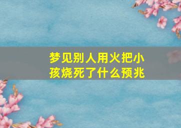 梦见别人用火把小孩烧死了什么预兆