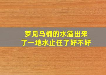 梦见马桶的水溢出来了一地水止住了好不好