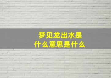 梦见龙出水是什么意思是什么