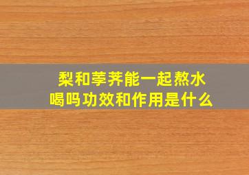 梨和荸荠能一起熬水喝吗功效和作用是什么