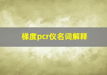 梯度pcr仪名词解释