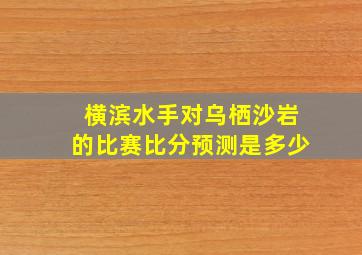 横滨水手对乌栖沙岩的比赛比分预测是多少