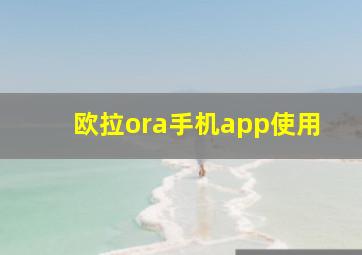 欧拉ora手机app使用