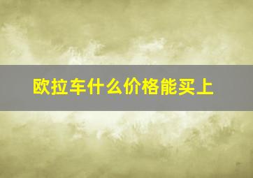 欧拉车什么价格能买上