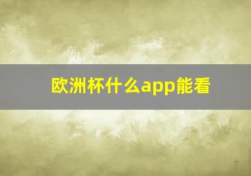 欧洲杯什么app能看