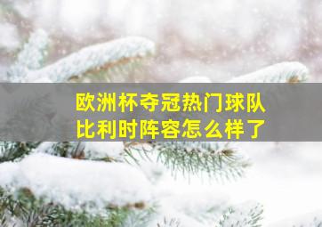 欧洲杯夺冠热门球队比利时阵容怎么样了