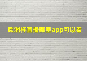 欧洲杯直播哪里app可以看