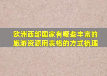 欧洲西部国家有哪些丰富的旅游资源用表格的方式梳理