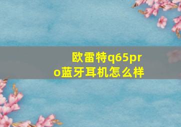 欧雷特q65pro蓝牙耳机怎么样