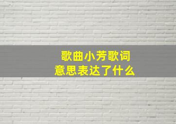 歌曲小芳歌词意思表达了什么