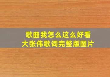 歌曲我怎么这么好看大张伟歌词完整版图片