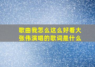 歌曲我怎么这么好看大张伟演唱的歌词是什么