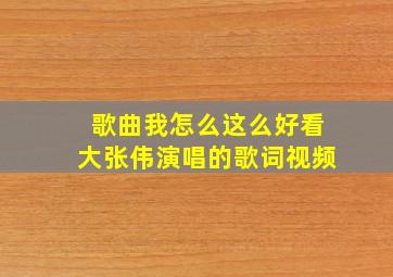 歌曲我怎么这么好看大张伟演唱的歌词视频