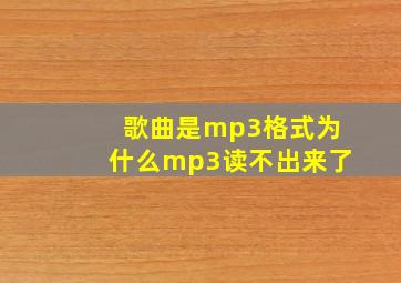 歌曲是mp3格式为什么mp3读不出来了